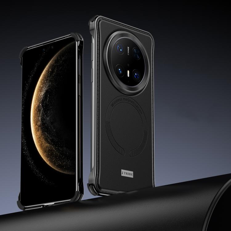 For Huawei Mate 70 Pro Metal Frameless MagSafe Leather Phone Case(Black) - Huawei Cases by PMC TechLife | Online Shopping South Africa | PMC TechLife | Buy Now Pay Later Mobicred