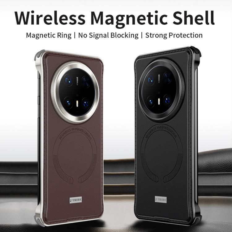 For Huawei Mate 60 Pro+ Metal Frameless MagSafe Leather Phone Case(Brown)