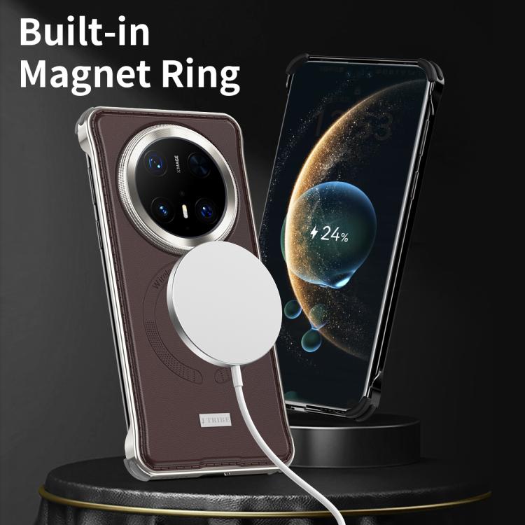 For Huawei Mate 70 Pro+ Metal Frameless MagSafe Leather Phone Case(Brown) - Huawei Cases by PMC TechLife | Online Shopping South Africa | PMC TechLife | Buy Now Pay Later Mobicred