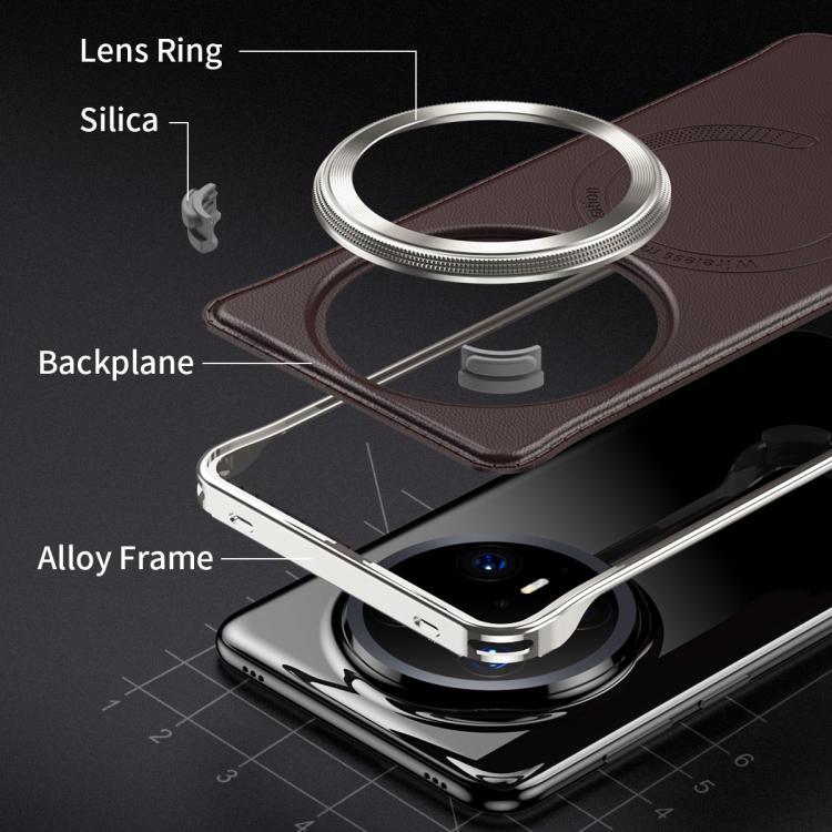 For Huawei Mate 70 Pro Metal Frameless MagSafe Leather Phone Case(Brown) - Huawei Cases by PMC TechLife | Online Shopping South Africa | PMC TechLife | Buy Now Pay Later Mobicred