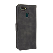 For OPPO A7(AX7) / A5s / AX5s / A12 Solid Color Skin Feel Magnetic Buckle Horizontal Flip Calf Texture PU Leather Case with Holder & Card Slots & Wallet(Black)