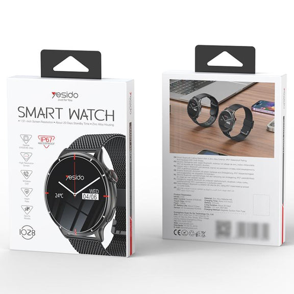 Yesido IO28 Smart Watch, 1.51 inch Screen, Support BT Call / Heart Rate(Black)