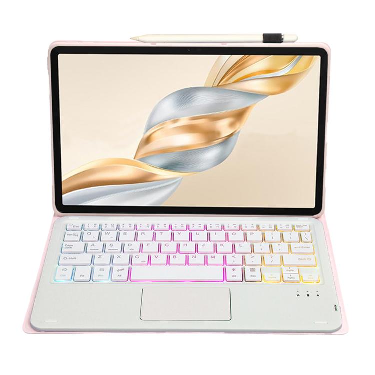 For Honor Pad X9 Pro 11.5 AH28-AS Ultra-thin Detachable Backlight Bluetooth Keyboard Leather Tablet Case with Touchpad(Pink White) - free shipping - PMC Jewellery - Order now!