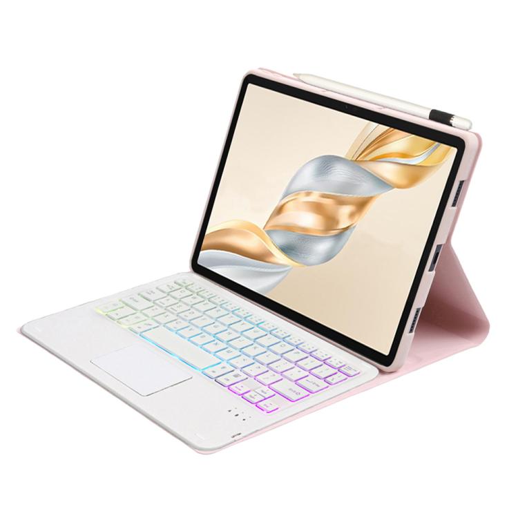 For Honor Pad X9 Pro 11.5 AH28-AS Ultra-thin Detachable Backlight Bluetooth Keyboard Leather Tablet Case with Touchpad(Pink White) - free shipping - PMC Jewellery - Order now!