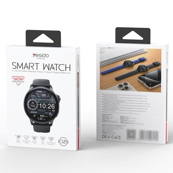 Yesido IO29 Water-resistant Smart BT Watch, 1.39 inch Screen, Support BT Call / Heart Rate(Black)