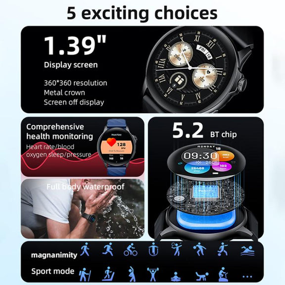 Yesido IO29 Water-resistant Smart BT Watch, 1.39 inch Screen, Support BT Call / Heart Rate(Black)