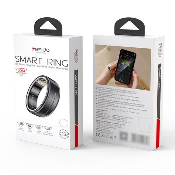 Yesido IO32 Health Monitor Smart Ring, Support Body Temperature / Heart Rate / Blood Pressure / Female Physiological Reminder, Size:57mm Inner Circumference(Black)