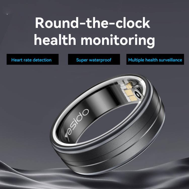 Yesido IO32 Health Monitor Smart Ring, Support Body Temperature / Heart Rate / Blood Pressure / Female Physiological Reminder, Size:63mm Inner Circumference(Black)