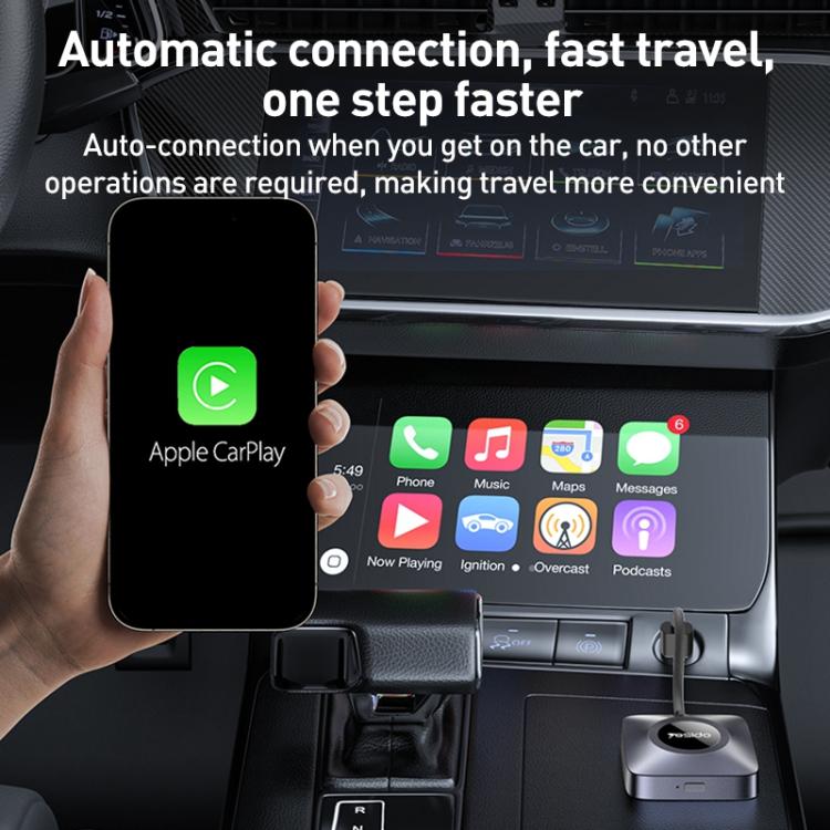 Yesido KM23 Wireless CarPlay with USB to Type-C Adapter(Grey) - free shipping - PMC TechLife - Order now!