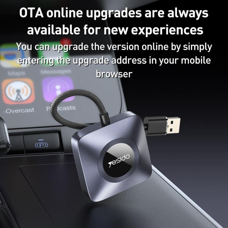 Yesido KM23 Wireless CarPlay with USB to Type-C Adapter(Grey) - free shipping - PMC TechLife - Order now!