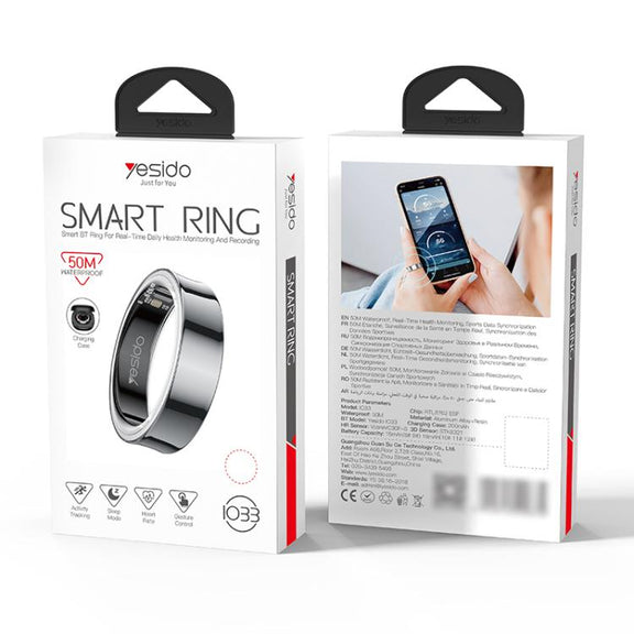 Yesido IO33 Health Monitor Smart Ring, Support Body Temperature / Heart Rate / Blood Pressure / Female Physiological Reminder, Size:57mm Inner Circumference(Black)
