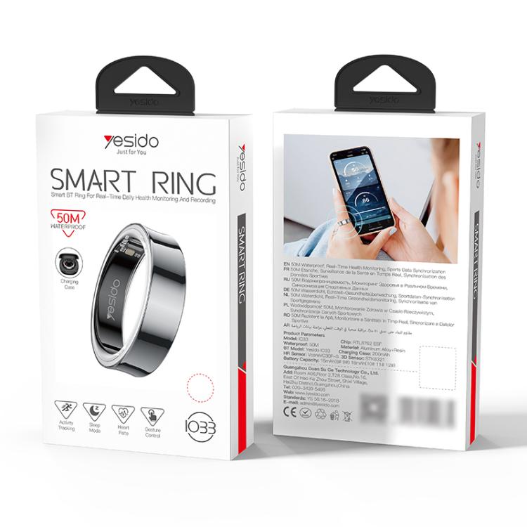 Yesido IO33 Health Monitor Smart Ring, Support Body Temperature / Heart Rate / Blood Pressure / Female Physiological Reminder, Size:63mm Inner Circumference(Black)