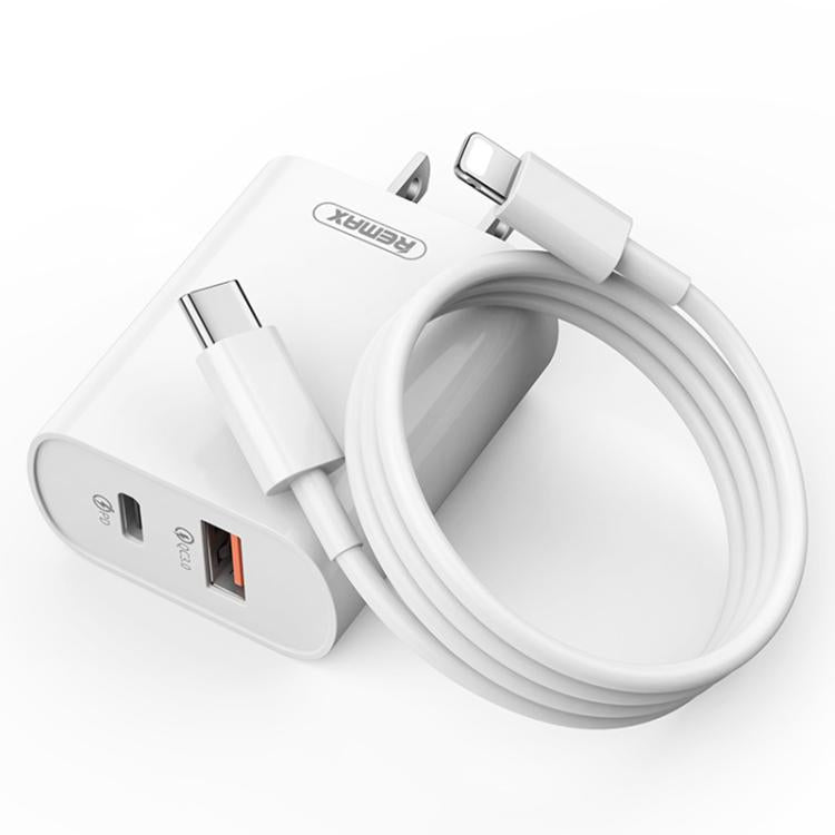 REMAX RP-U37 18W QC+PD Fast Charger With 1m Type-C to 8 Pin Cable, Plug Type:US Plug(White) - USB Charger by REMAX | Online Shopping South Africa | PMC TechLife | Buy Now Pay Later Mobicred