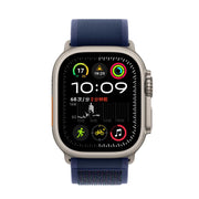 For Apple Watch 46mm / 49mm / 45mm / 44mm Trail Loop Nylon Watch Band(Blue + Natural Titanium Finish)