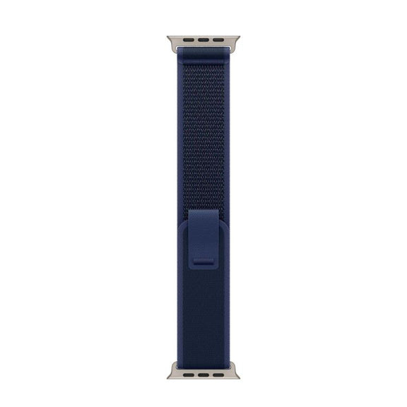 For Apple Watch 46mm / 49mm / 45mm / 44mm Trail Loop Nylon Watch Band(Blue + Natural Titanium Finish)