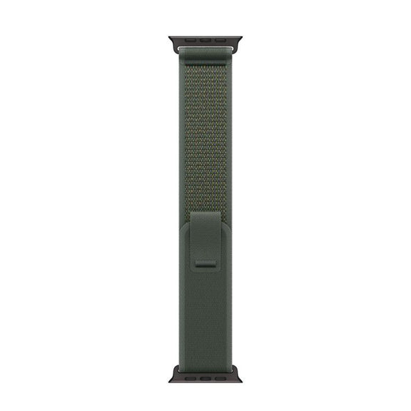 For Apple Watch 46mm / 49mm / 45mm / 44mm Trail Loop Nylon Watch Band(Green + Black Titanium Finish)