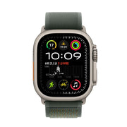 For Apple Watch 46mm / 49mm / 45mm / 44mm Trail Loop Nylon Watch Band(Green + Natural Titanium Finish)