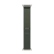 For Apple Watch 46mm / 49mm / 45mm / 44mm Trail Loop Nylon Watch Band(Green + Natural Titanium Finish)