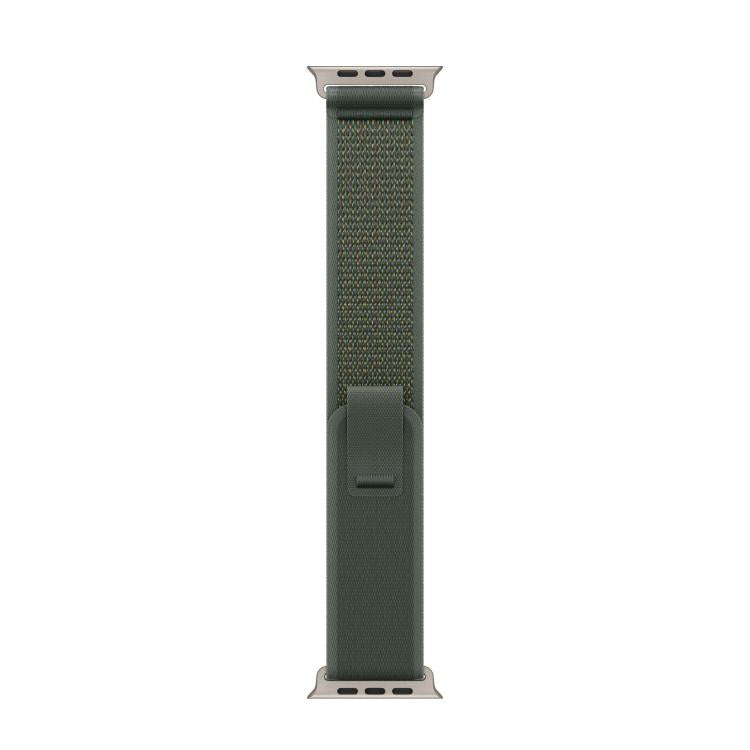 For Apple Watch 46mm / 49mm / 45mm / 44mm Trail Loop Nylon Watch Band(Green + Natural Titanium Finish)