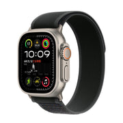 For Apple Watch 46mm / 49mm / 45mm / 44mm Trail Loop Nylon Watch Band(Black + Natural Titanium Finish)