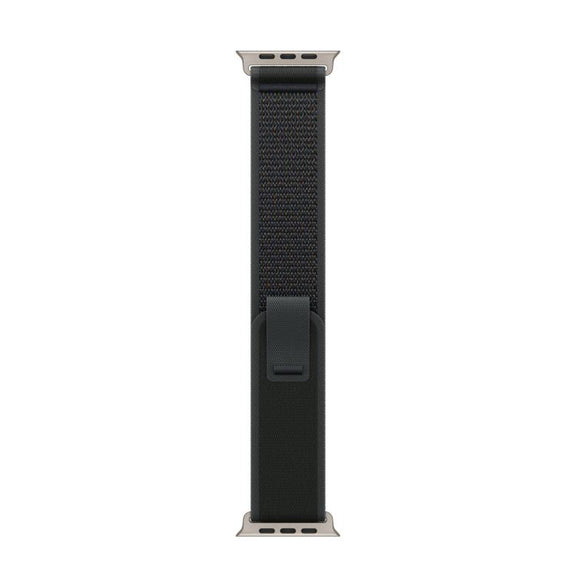 For Apple Watch 46mm / 49mm / 45mm / 44mm Trail Loop Nylon Watch Band(Black + Natural Titanium Finish)