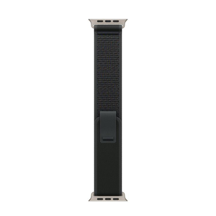 For Apple Watch 46mm / 49mm / 45mm / 44mm Trail Loop Nylon Watch Band(Black + Natural Titanium Finish)