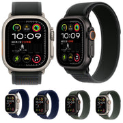 For Apple Watch 46mm / 49mm / 45mm / 44mm Trail Loop Nylon Watch Band(Black + Natural Titanium Finish)