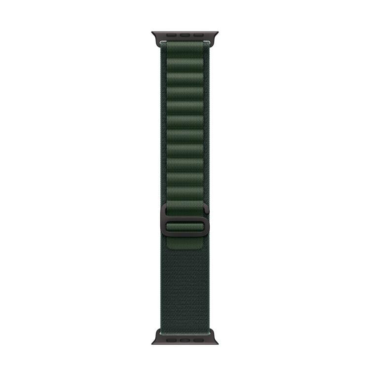 For Apple Watch 46mm / 49mm / 45mm / 44mm Alpine Loop Nylon Watch Band(Dark Green Black Buckle)