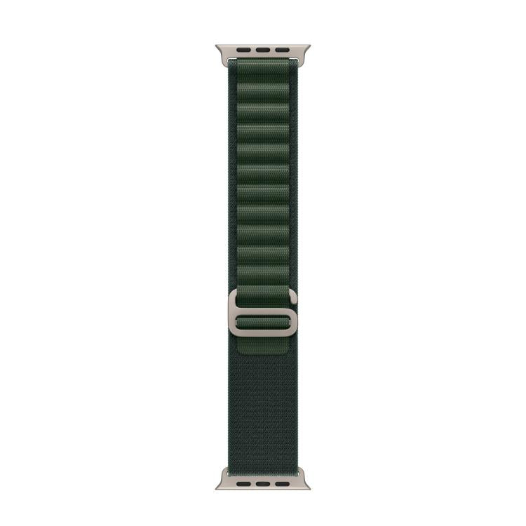 For Apple Watch 46mm / 49mm / 45mm / 44mm Alpine Loop Nylon Watch Band(Dark Green Silver Buckle)