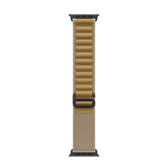 For Apple Watch 46mm / 49mm / 45mm / 44mm Alpine Loop Nylon Watch Band(Tan Black Buckle)