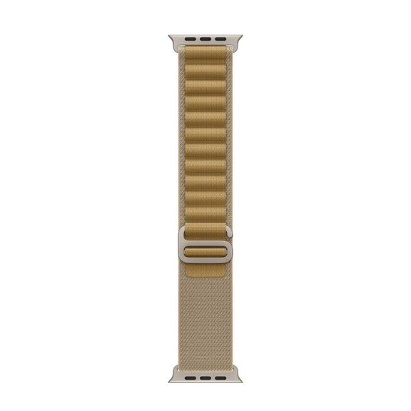 For Apple Watch 42mm / 41mm / 40mm / 38mm Alpine Loop Nylon Watch Band(Tan Silver Buckle)