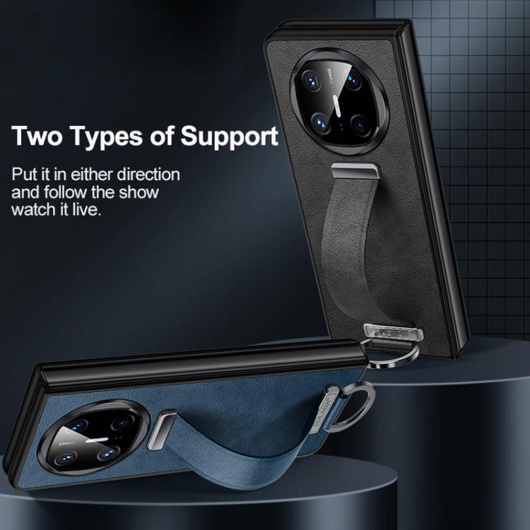 For Huawei Mate X6 SULADA PC Hybrid Leather Texture Skin Feel Shockproof Phone Case(Black)