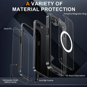 For iPhone 16e RedPepper Tempered Glass MagSafe Phone Case(Black)