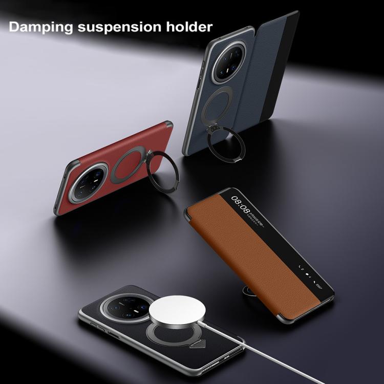 For Huawei Mate 70 SULADA Smart View Window MagSafe Magnetic Holder Leather Phone Case(Black) - free shipping - PMC TechLife - Order now!