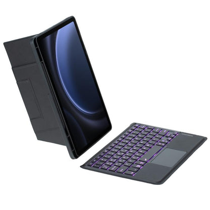 For Samsung Galaxy Tab S10 FE / S9 FE / S9 Holder Floating Detachable Backlight Keyboard Tablet Leather Case with Touchpad(Black) - Samsung Keyboard by PMC Jewellery | Online Shopping South Africa | PMC Jewellery | Buy Now Pay Later Mobicred