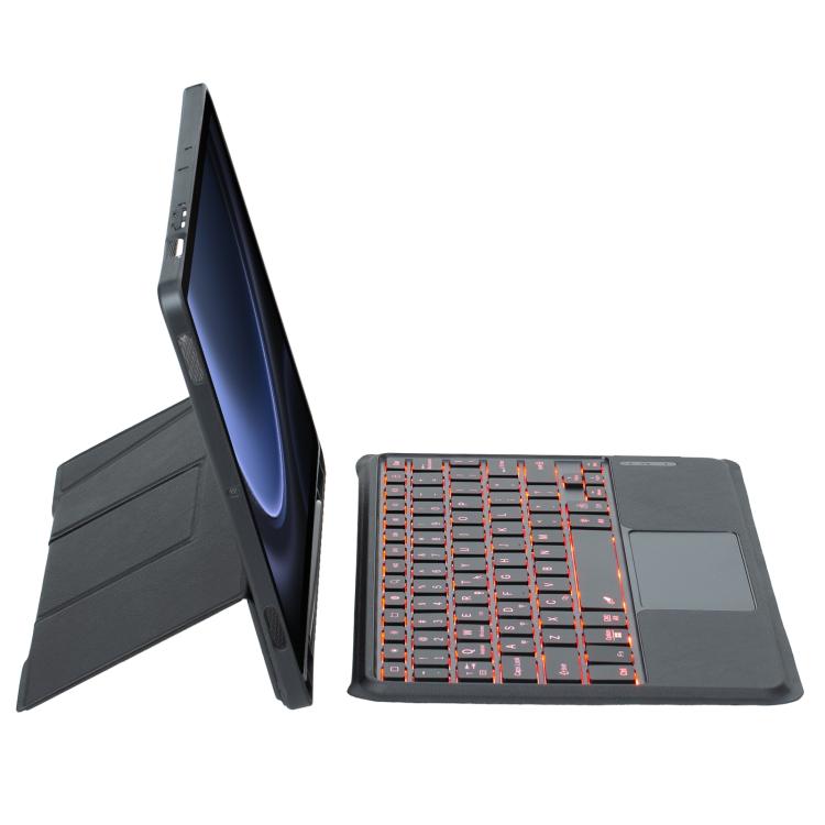 For Samsung Galaxy Tab S10 FE / S9 FE / S9 Holder Floating Detachable Backlight Keyboard Tablet Leather Case with Touchpad(Black) - Samsung Keyboard by PMC TechLife | Online Shopping South Africa | PMC TechLife | Buy Now Pay Later Mobicred