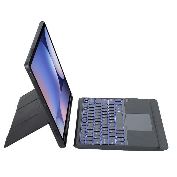 For Samsung Galaxy Tab S10+ / S9 FE+ / S9+ Holder Floating Detachable Backlight Keyboard Tablet Leather Case with Touchpad(Black) - Samsung Keyboard by PMC Jewellery | Online Shopping South Africa | PMC Jewellery | Buy Now Pay Later Mobicred