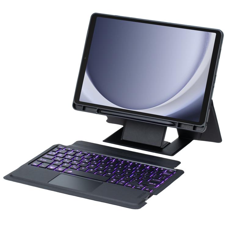For Samsung Galaxy Tab A9+ Holder Floating Detachable Backlight Keyboard Tablet Leather Case with Touchpad(Black) - Samsung Keyboard by PMC Jewellery | Online Shopping South Africa | PMC Jewellery | Buy Now Pay Later Mobicred