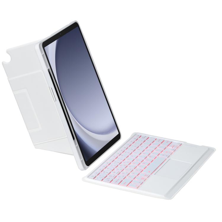 For Samsung Galaxy Tab A9+ Holder Floating Detachable Backlight Keyboard Tablet Leather Case with Touchpad(White) - Samsung Keyboard by PMC Jewellery | Online Shopping South Africa | PMC Jewellery | Buy Now Pay Later Mobicred