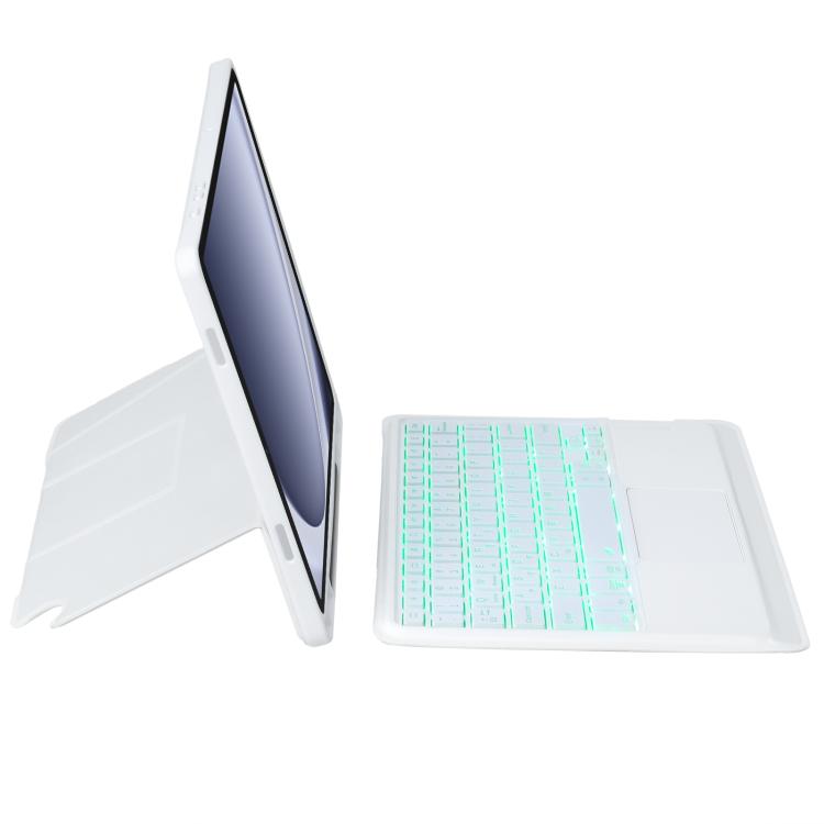 For Samsung Galaxy Tab A9+ Holder Floating Detachable Backlight Keyboard Tablet Leather Case with Touchpad(White) - Samsung Keyboard by PMC Jewellery | Online Shopping South Africa | PMC Jewellery | Buy Now Pay Later Mobicred
