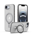 For iPhone 16e Airbag MagSafe Shockproof Frosted Phone Case with Fold Holder(Grey) - iPhone 16e Cases by PMC TechLife | Online Shopping South Africa | PMC TechLife | Buy Now Pay Later Mobicred