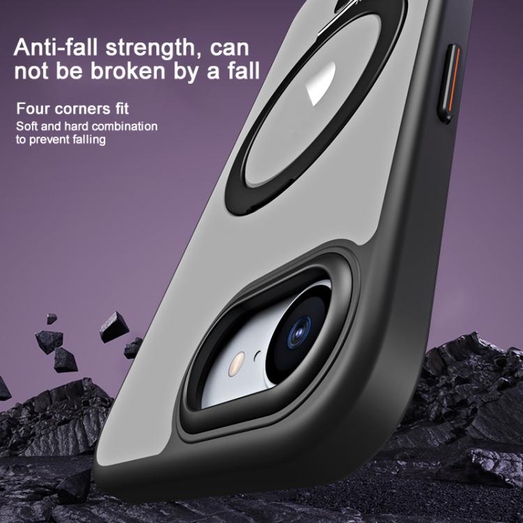 For iPhone 16e Airbag MagSafe Shockproof Frosted Phone Case with Fold Holder(Grey) - iPhone 16e Cases by PMC TechLife | Online Shopping South Africa | PMC TechLife | Buy Now Pay Later Mobicred