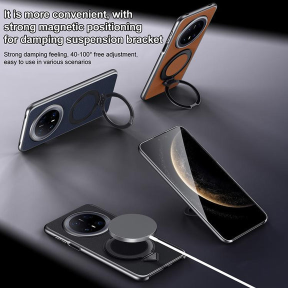 For Huawei Mate 70 SULADA Top Grain Leather MagSafe Magnetic Holder Phone Case(Brown)