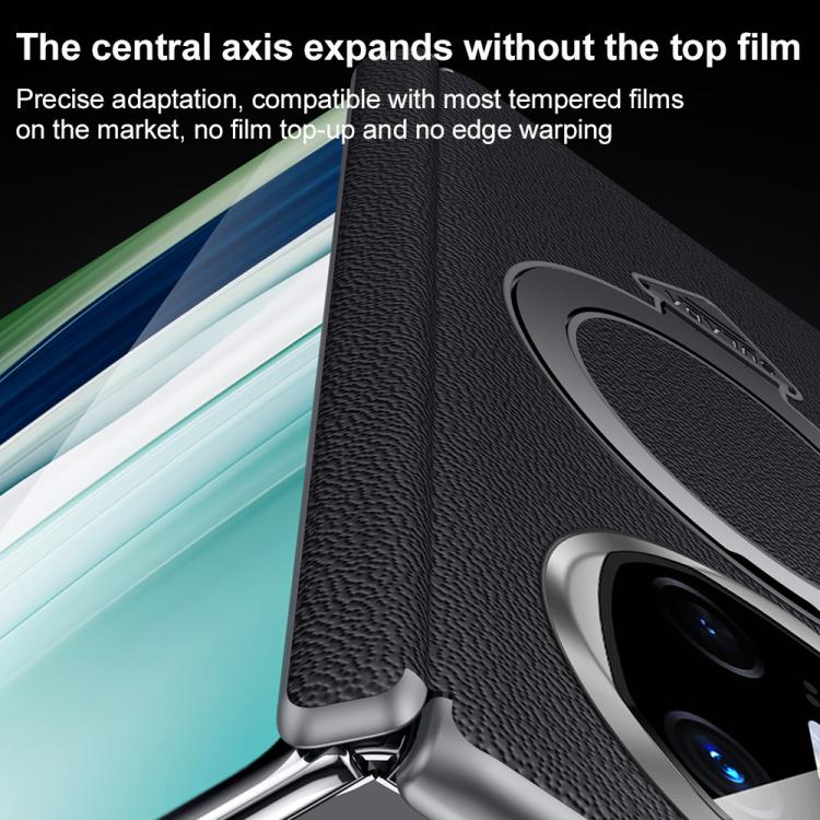 For Huawei Mate X6 SULADA Top Grain Leather MagSafe Magnetic Holder Phone Case(Black) - Huawei Cases by SULADA | Online Shopping South Africa | PMC TechLife | Buy Now Pay Later Mobicred