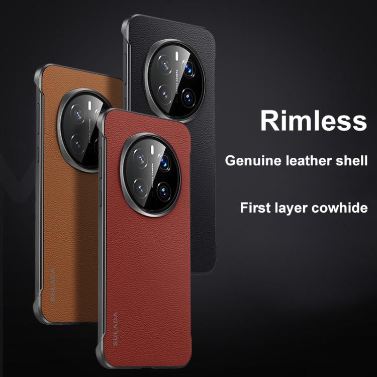 For Honor Magic7 SULADA Frameless Top Layer Cowhide Leather Hybrid PC Phone Case(White) - Honor Cases by SULADA | Online Shopping South Africa | PMC TechLife | Buy Now Pay Later Mobicred