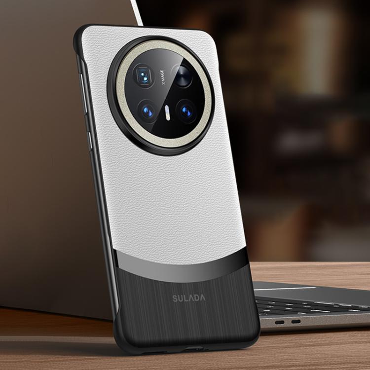 For Huawei Mate 70 Pro / Mate 70 Pro+ SULADA Frameless Top Layer Cowhide Leather Hybrid PC Phone Case(White) - Huawei Cases by SULADA | Online Shopping South Africa | PMC TechLife | Buy Now Pay Later Mobicred