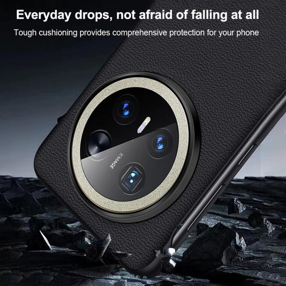 For Huawei Mate 70 SULADA Frameless Top Layer Cowhide Leather Hybrid PC Phone Case(Black)