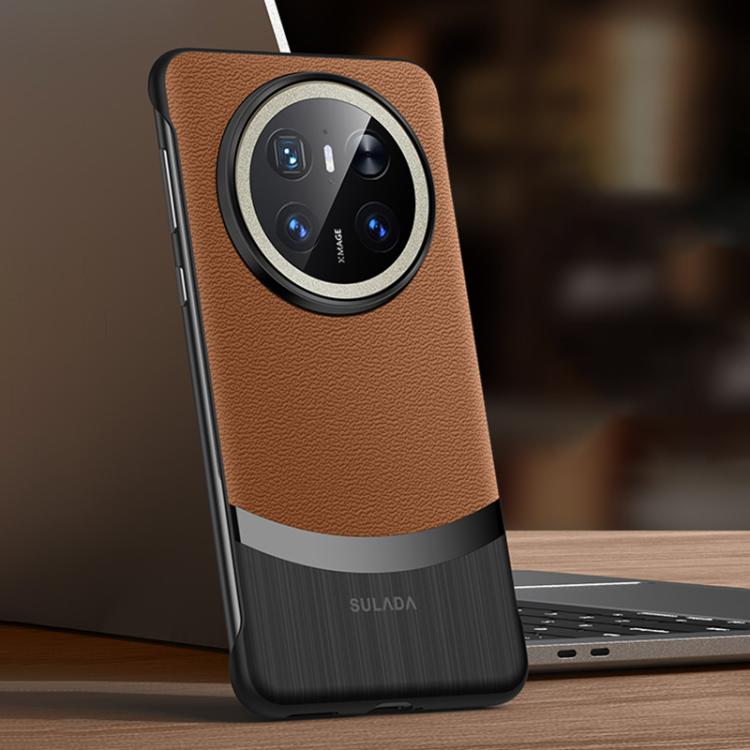For Huawei Mate 70 SULADA Frameless Top Layer Cowhide Leather Hybrid PC Phone Case(Brown) - Huawei Cases by SULADA | Online Shopping South Africa | PMC TechLife | Buy Now Pay Later Mobicred