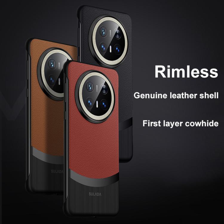 For Huawei Mate 70 SULADA Frameless Top Layer Cowhide Leather Hybrid PC Phone Case(Brown) - Huawei Cases by SULADA | Online Shopping South Africa | PMC TechLife | Buy Now Pay Later Mobicred