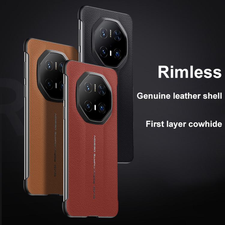 For Huawei Mate 70 RS Ultimate SULADA Frameless Top Layer Cowhide Leather Hybrid PC Phone Case(Red)